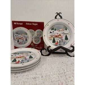 4 pc Sango Silent Night Christmas - Salad Or Dessert Plates 6.5”